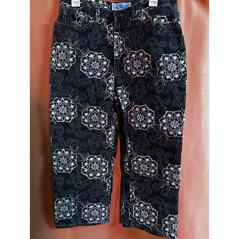 Vintage 90s Does 70s Black and White Psychedelic Patterned Jeans Hippie